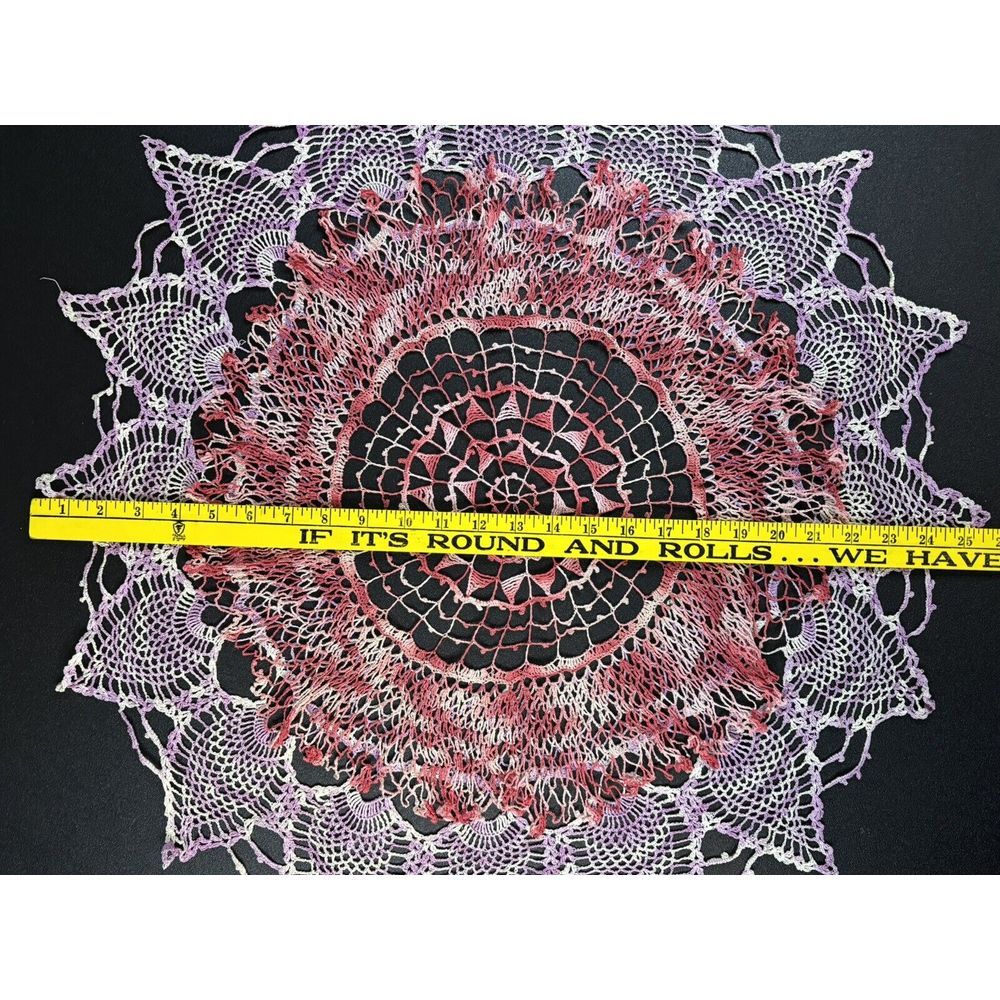Large 26" Layered Purple & Pink Handmade Doily - Picture 5 of 5